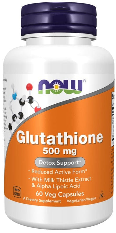 NOW Foods Amino Acids and BCAAs Glutathione with Milk Thistle Extract & Alpha Lipoic Acid, 500mg - 60 vcaps