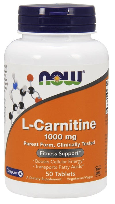 NOW Foods Amino Acids and BCAAs L-Carnitine, 1000mg - 50 tablets