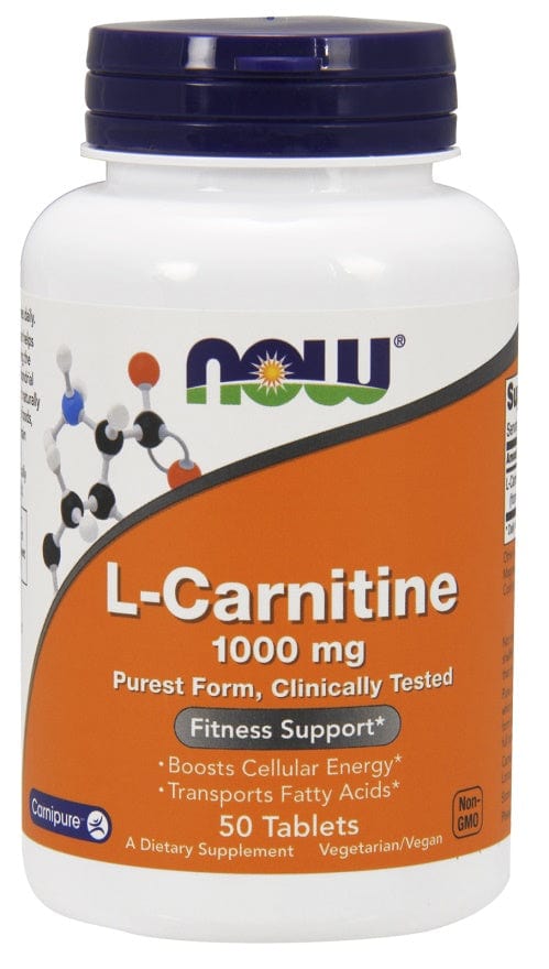 NOW Foods Amino Acids and BCAAs L-Carnitine, 1000mg - 50 tablets