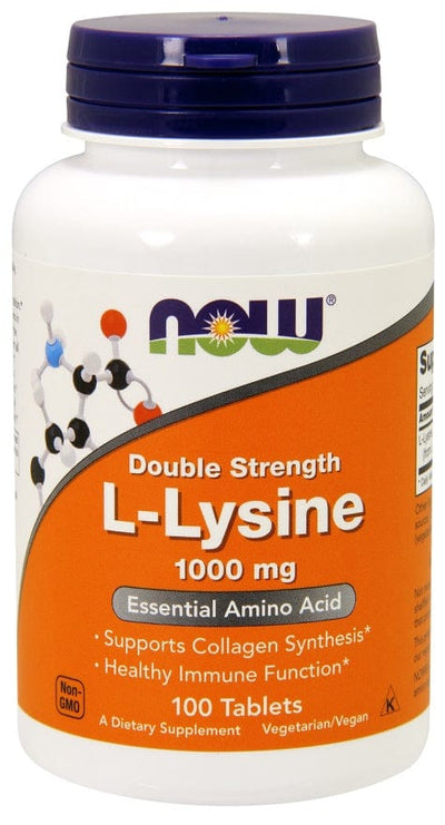 NOW Foods Amino Acids and BCAAs L-Lysine, 1000mg - 100 tablets