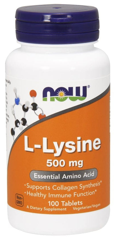 NOW Foods Amino Acids and BCAAs L-Lysine, 500mg - 100 tablets