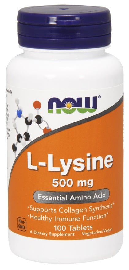 NOW Foods Amino Acids and BCAAs L-Lysine, 500mg - 100 tablets