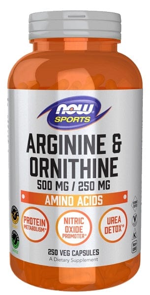 NOW Foods Arginine & Ornithine, 500/250 - 250 vcaps