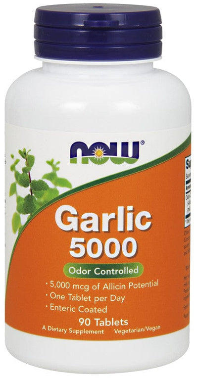 NOW Foods Garlic 5000, Odor Controlled - 90 tablets