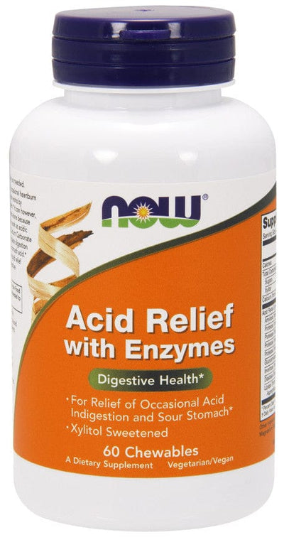 NOW Foods Health and Wellbeing Acid Relief with Enzymes - 60 chewables