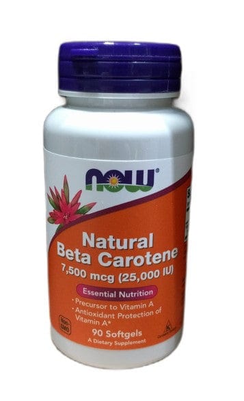 NOW Foods Health and Wellbeing Beta Carotene Natural, 7 500 mcg (25 000 IU) - 90 softgels