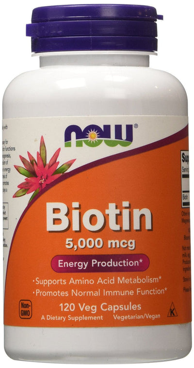 NOW Foods Health and Wellbeing Biotin, 5000mcg - 120 vcaps