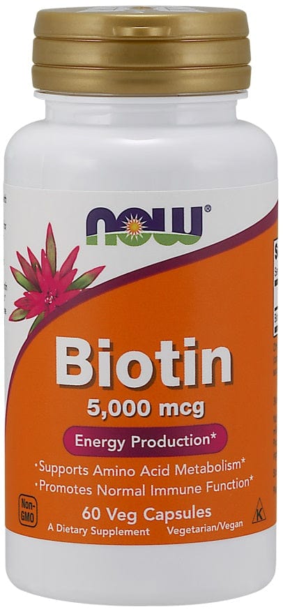 NOW Foods Health and Wellbeing Biotin, 5000mcg - 60 vcaps