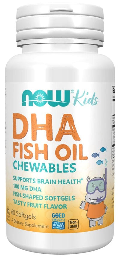 NOW Foods Health and Wellbeing DHA Kids Fish Oil Chewables, 100mg - 60 softgels