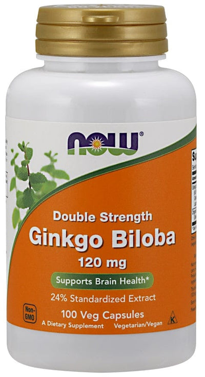 NOW Foods Health and Wellbeing Ginkgo Biloba Double Strength, 120mg - 100 vcaps