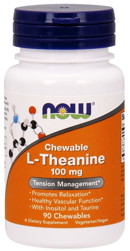 NOW Foods Health and Wellbeing L-Theanine with Inositol and Taurine, 100mg - 90 chewables