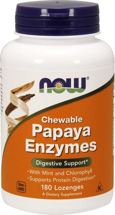 NOW Foods Health and Wellbeing Papaya Enzyme, Chewable - 180 lozenges