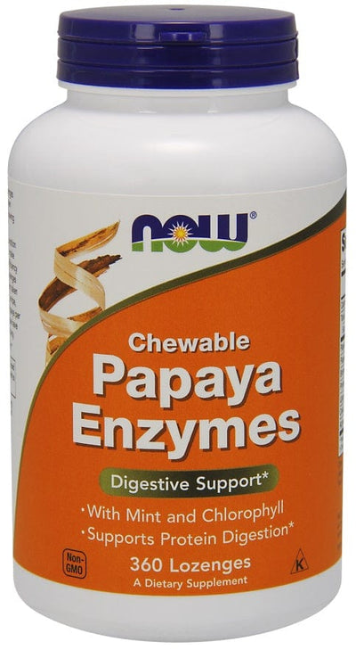 NOW Foods Health and Wellbeing Papaya Enzyme, Chewable - 360 lozenges