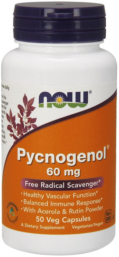 NOW Foods Health and Wellbeing Pycnogenol with Acerola & Rutin Powder, 60mg - 50 vcaps