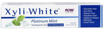 NOW Foods Health and Wellbeing XyliWhite, Platinum Mint Toothpaste Gel w/Baking Soda - 181 grams
