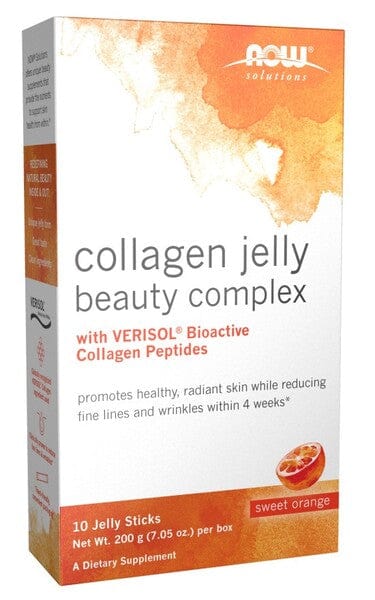 NOW Foods Nootropics & Supplements Collagen Jelly Beauty Complex, Sweet Orange - 10 jelly sticks