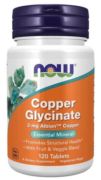 NOW Foods Nootropics & Supplements Copper Glycinate - 120 tabs