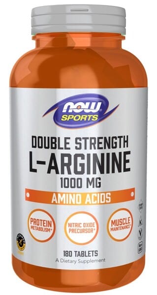 NOW Foods Nootropics & Supplements L-Arginine, 1000mg - 180 tablets