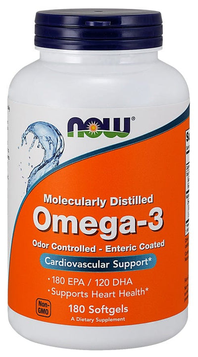 NOW Foods Omegas, EFAs, CLA, Oils Omega-3 Enteric Coated - 180 softgels