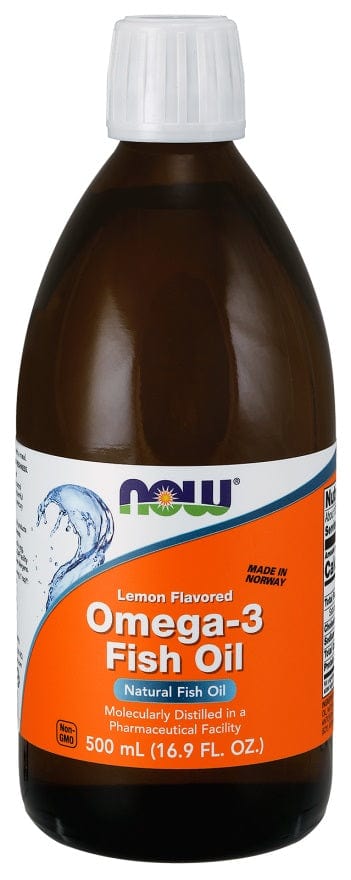 NOW Foods Omegas, EFAs, CLA, Oils Omega-3 Fish Oil Liquid, Lemon - 500ml