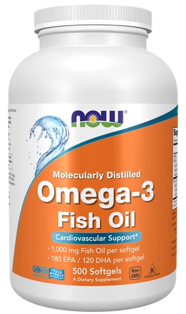 NOW Foods Omegas, EFAs, CLA, Oils Omega-3 Fish Oil, Molecularly Distilled - 500 softgels