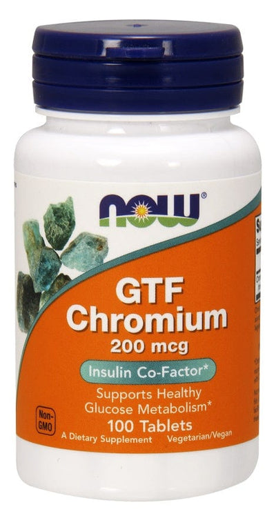NOW Foods Supplements GTF Chromium, 200mcg - 100 tablets