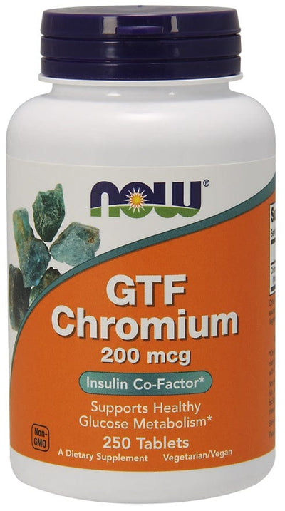 NOW Foods Supplements GTF Chromium, 200mcg - 250 tablets
