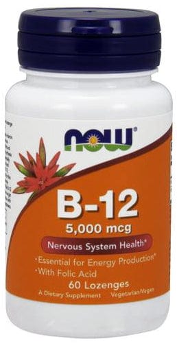 NOW Foods Vitamin B-12 with Folic Acid, 5000mcg - 60 lozenges