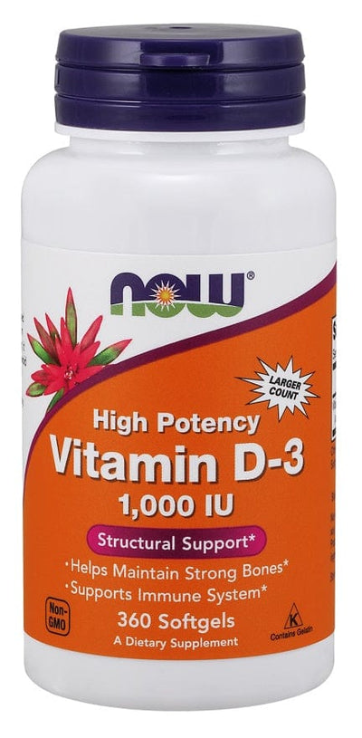 NOW Foods Vitamin D-3, 1000 IU - 360 softgels