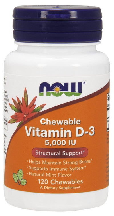 NOW Foods Vitamin D-3, 5000 IU (Chewable) - 120 chewables
