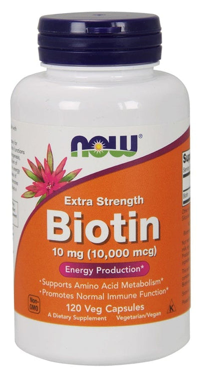 NOW Foods Vitamins & Minerals Biotin, 10mg Extra Strength - 120 vcaps