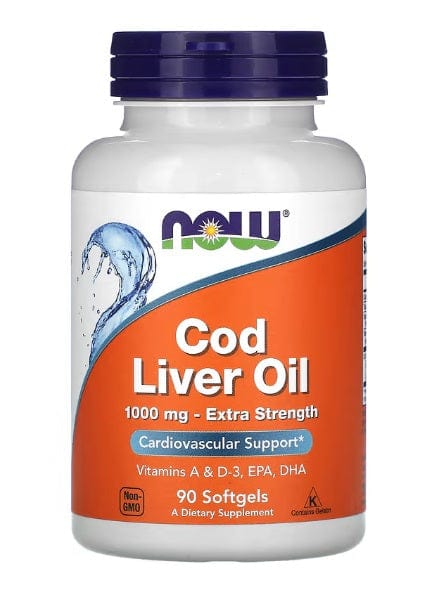 NOW Foods Vitamins & Minerals Cod Liver Oil, 1000mg Extra Strength - 90 softgels
