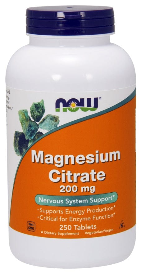 NOW Foods Vitamins & Minerals Magnesium Citrate, 200mg - 250 tablets