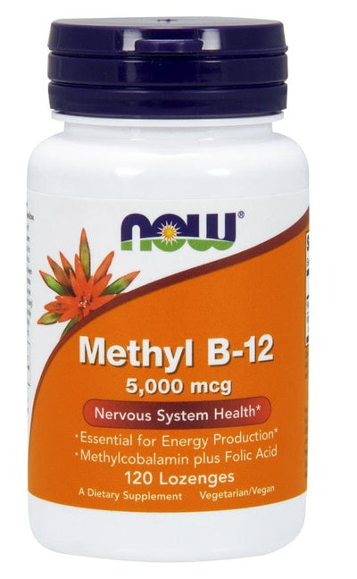 NOW Foods Vitamins & Minerals Methyl B-12 with Folic Acid, 5000mcg - 120 lozenges