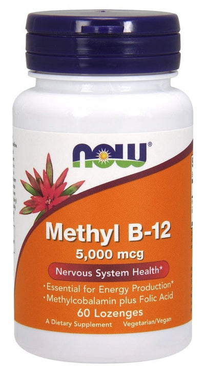 NOW Foods Vitamins & Minerals Methyl B-12 with Folic Acid, 5000mcg - 60 lozenges