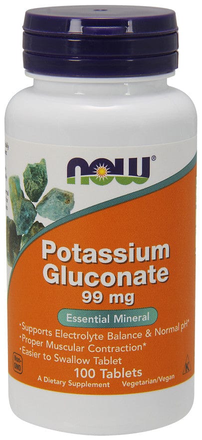 NOW Foods Vitamins & Minerals Potassium Gluconate, 99mg - 100 tablets