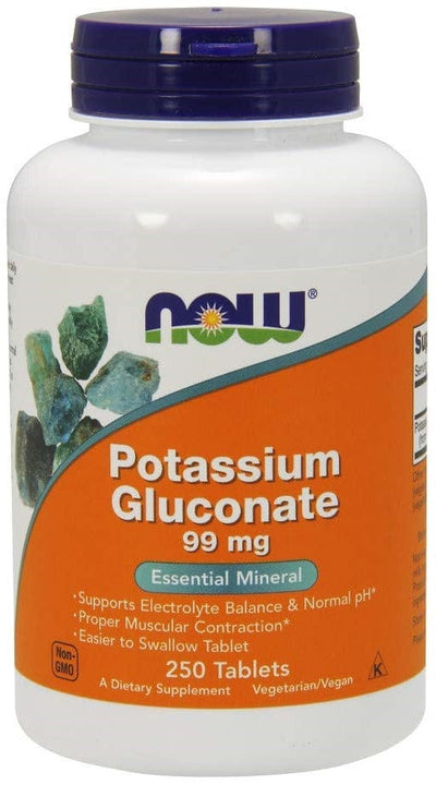 NOW Foods Vitamins & Minerals Potassium Gluconate, 99mg - 250 tablets