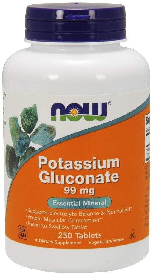 NOW Foods Vitamins & Minerals Potassium Gluconate, 99mg - 250 tablets