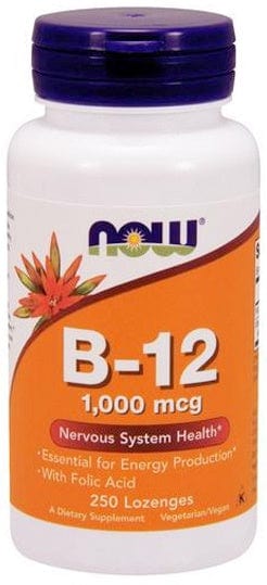 NOW Foods Vitamins & Minerals Vitamin B-12 with Folic Acid, 1000mcg - 250 lozenges