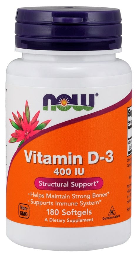 NOW Foods Vitamins & Minerals Vitamin D-3, 400 IU - 180 softgels