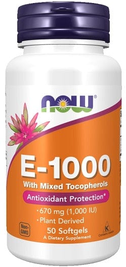 NOW Foods Vitamins & Minerals Vitamin E-1000 - Natural (Mixed Tocopherols) - 50 softgels
