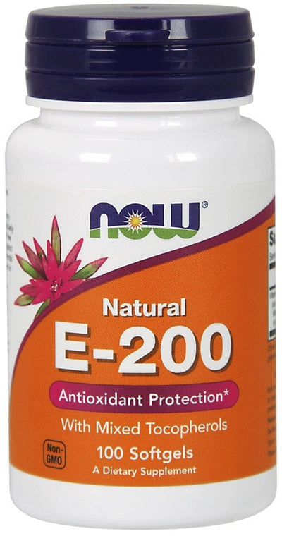 NOW Foods Vitamins & Minerals Vitamin E-200 - Natural (Mixed Tocopherols) - 100 softgels
