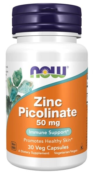 NOW Foods Vitamins & Minerals Zinc Picolinate, 50mg - 30 vcaps