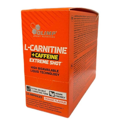 Olimp Nutrition Slimming and Weight Management L-Carnitine + Caffeine Extreme Shot, Orange - 10 x 25 ml.