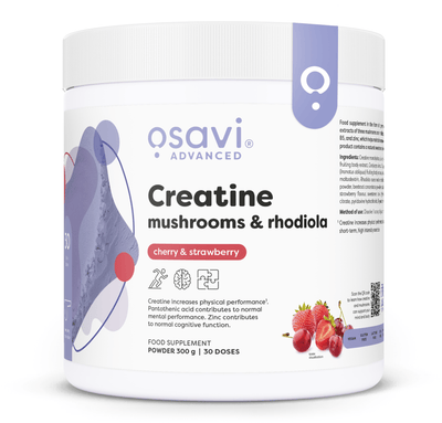Osavi Creatine Supplements Creatine, Mushrooms & Rhodiola, Cherry & Strawberry - 300 grams