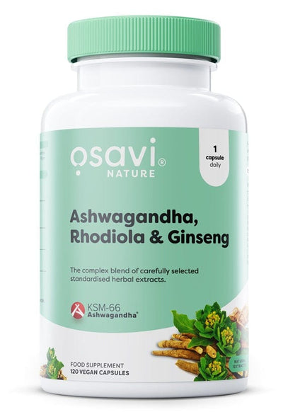 Osavi Health and Wellbeing Ashwagandha + Rhodiola & Ginseng - 120 vegan caps