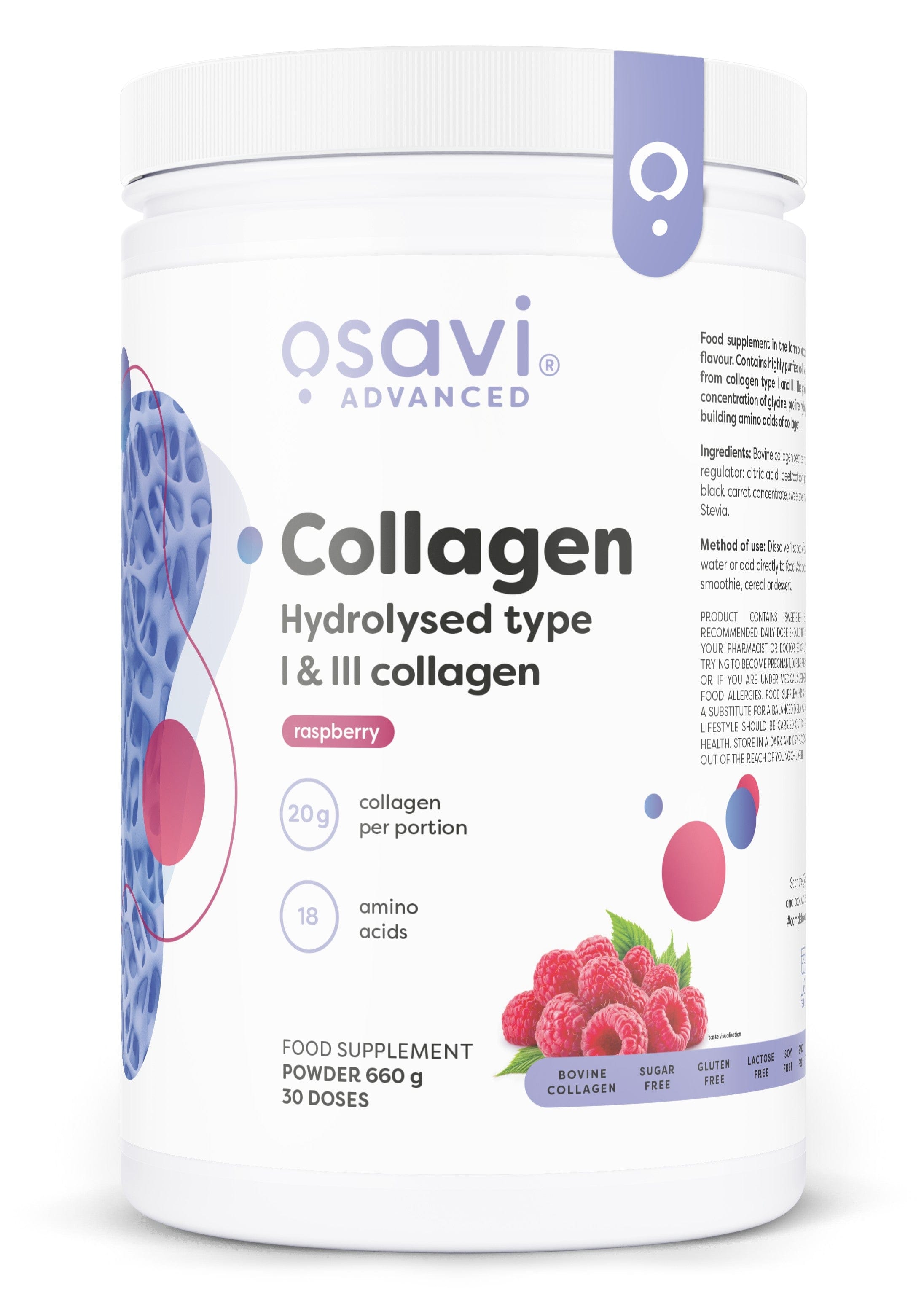 Collagen Hydrolysed Type I & III Raspberry - 660g – Hemprove UK