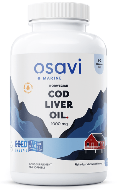 Osavi Health and Wellbeing Norwegian Cod Liver Oil Softgels, 1000mg (Lemon) - 180 softgels
