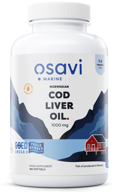 Osavi Health and Wellbeing Norwegian Cod Liver Oil Softgels, 1000mg (Lemon) - 180 softgels