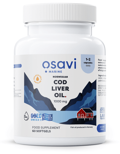 Osavi Health and Wellbeing Norwegian Cod Liver Oil Softgels, 1000mg (Lemon) - 60 softgels